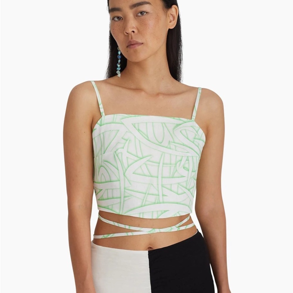 Paloma Wool linen tie top shadow print